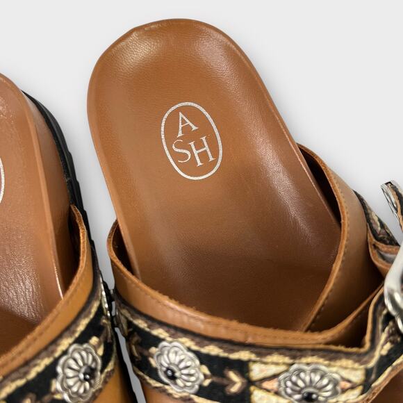 ASH Ulysse Boho Woven Strap Buckle Studded Slide Slip-on Sandal Size 39 US 8.5/9 - Picture 3 of 12